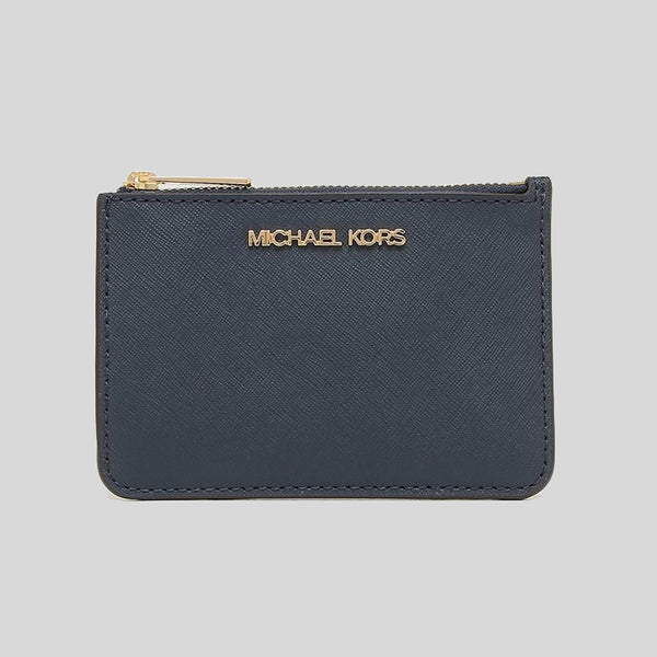 Michael Kors Jet Set Travel Small Top Zip Coin Pouch With ID Window Navy 35F7GTVU1L
