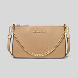 MICHAEL KORS Jet Set Travel Medium Zip Pouchette Crossbody Bag Camel 35S0GTVU6L