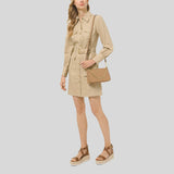 MICHAEL KORS Jet Set Travel Medium Zip Pouchette Crossbody Bag Camel 35S0GTVU6L