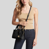 Michael Kors Sheila Small Faux Saffiano Leather Satchel Black 35S3G6HS5L