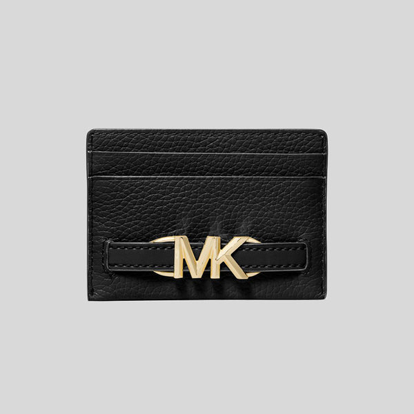 Michael Kors Reed Large Logo Pebbled Leather Card Case Black 35S3G6RD3L