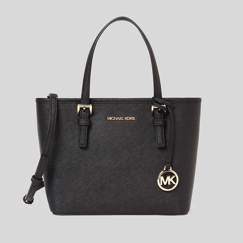 Michael Kors Jet Set Travel Extra-Small Saffiano Leather Top-Zip Tote Bag Black 35T9GTVT0L