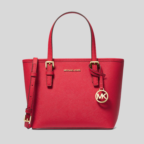 Michael Kors Jet Set Travel Extra-Small Saffiano Leather Top-Zip Tote Bag Bright Red 35T9GTVT0L