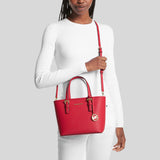 Michael Kors Jet Set Travel Extra-Small Saffiano Leather Top-Zip Tote Bag Bright Red 35T9GTVT0L