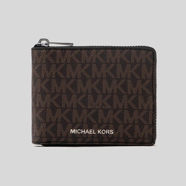 MICHAEL KORS Men's Cooper Logo Zip-Around Wallet Brwon/Black 36U2LCOF3B