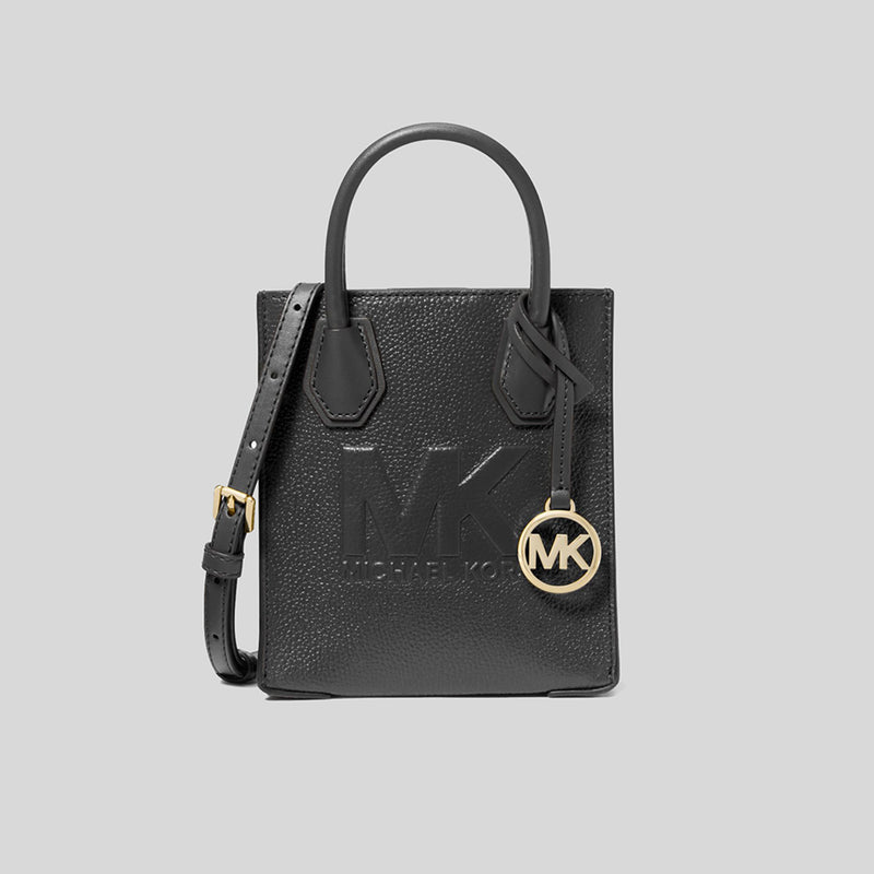 Michael Kors Mercer Extra-Small Pebbled Leather Crossbody Bag Black 35S3GM9C0L