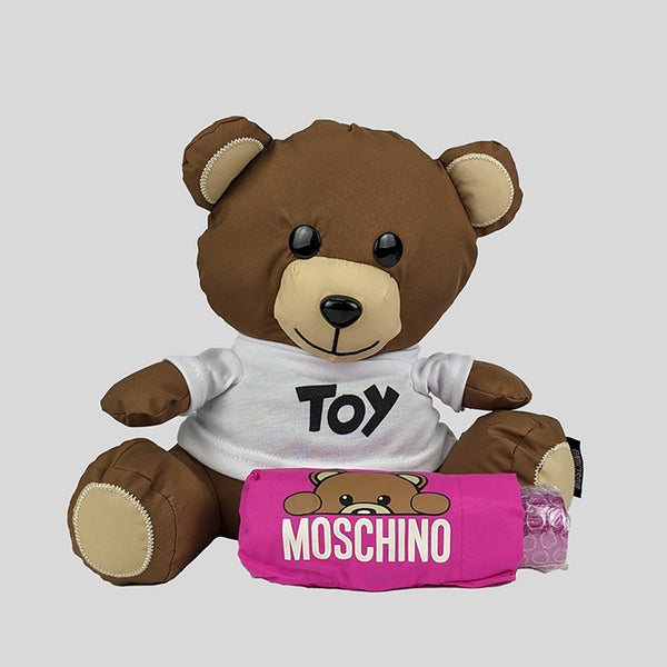 Moschino Teddy Bear Toy With Fuchisia Mini Umbrella Inside DRP8888