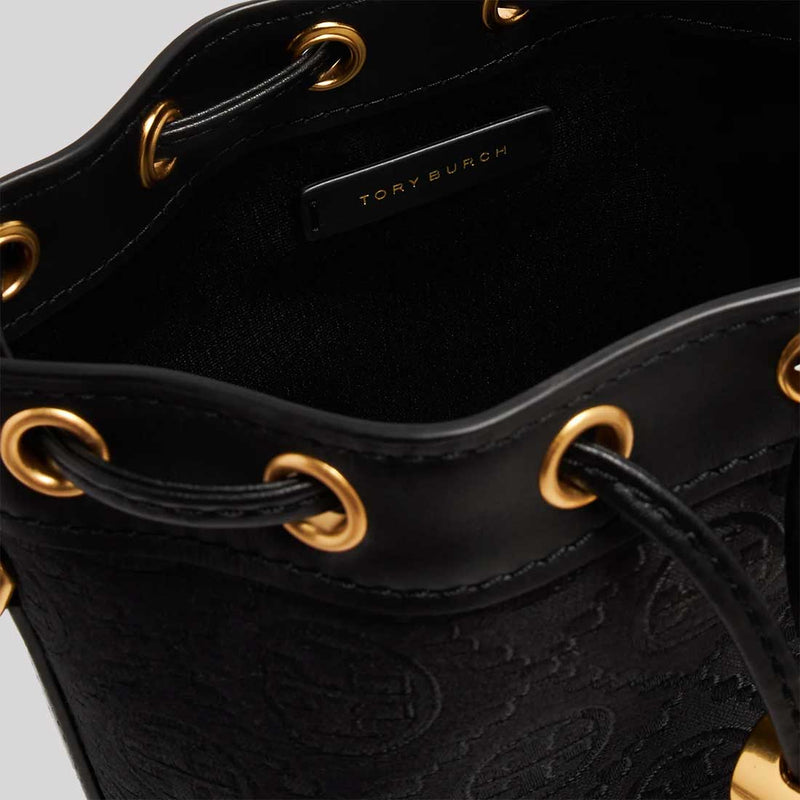 TORY BURCH T Monogram mini bucket bag Black 152130