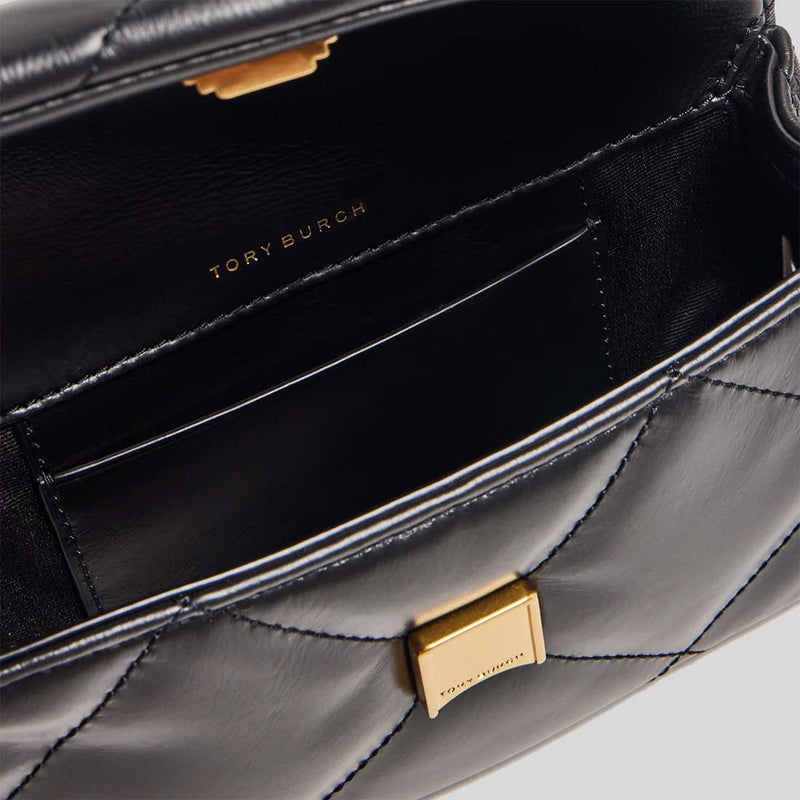 TORY BURCH Mini Kira Diamond Quilt Flap Bag Black 154710
