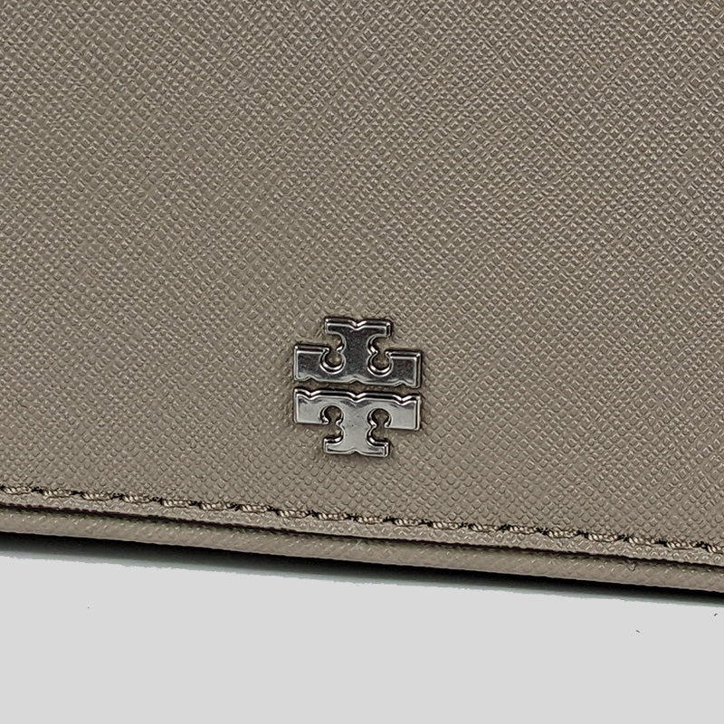 Tory Burch Emerson Saffiano Leather Crossbody Shoulder Bag Gray Chalk 134839