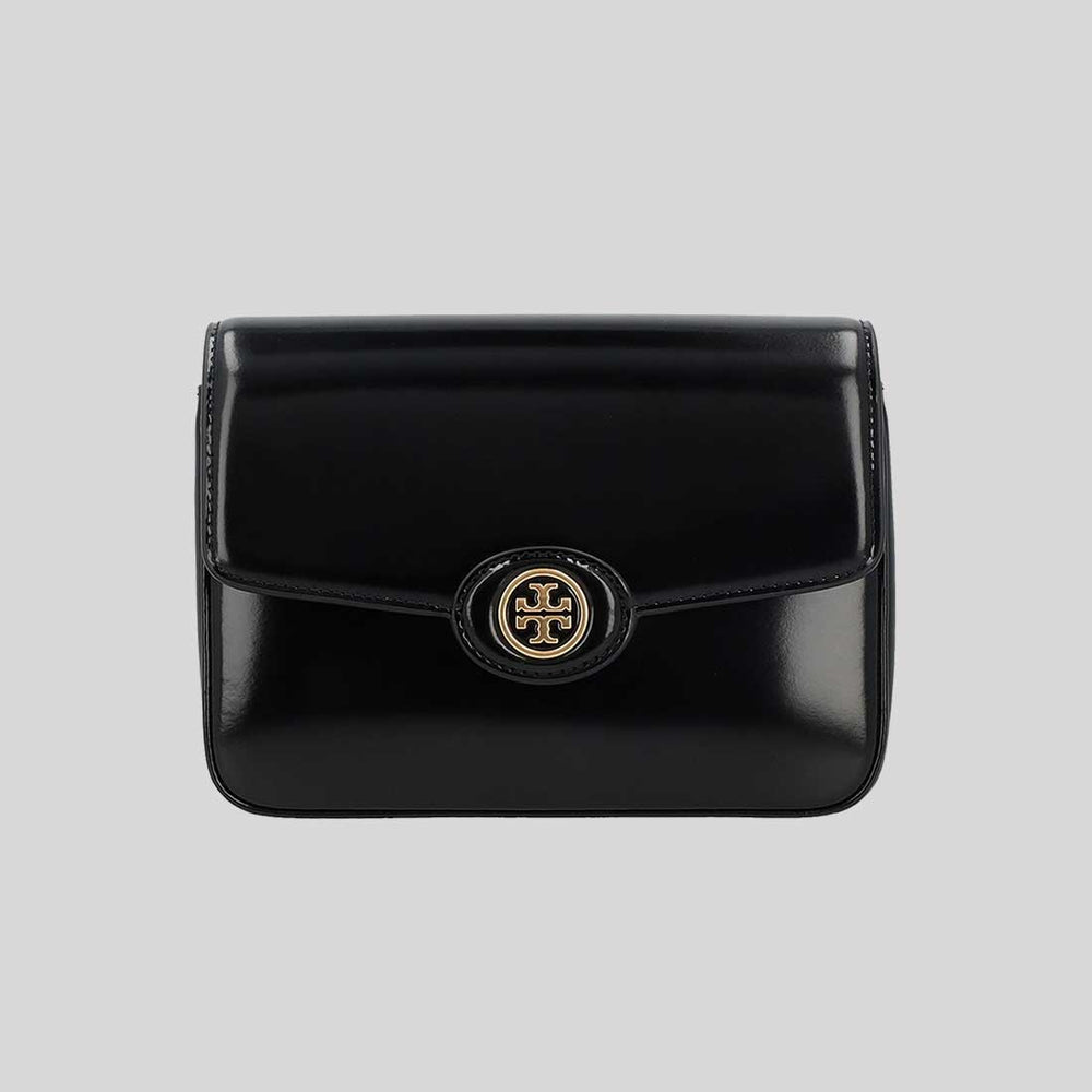 TORY BURCH Robinson Spazzolato Convertible Shoulder Bag Black 143122