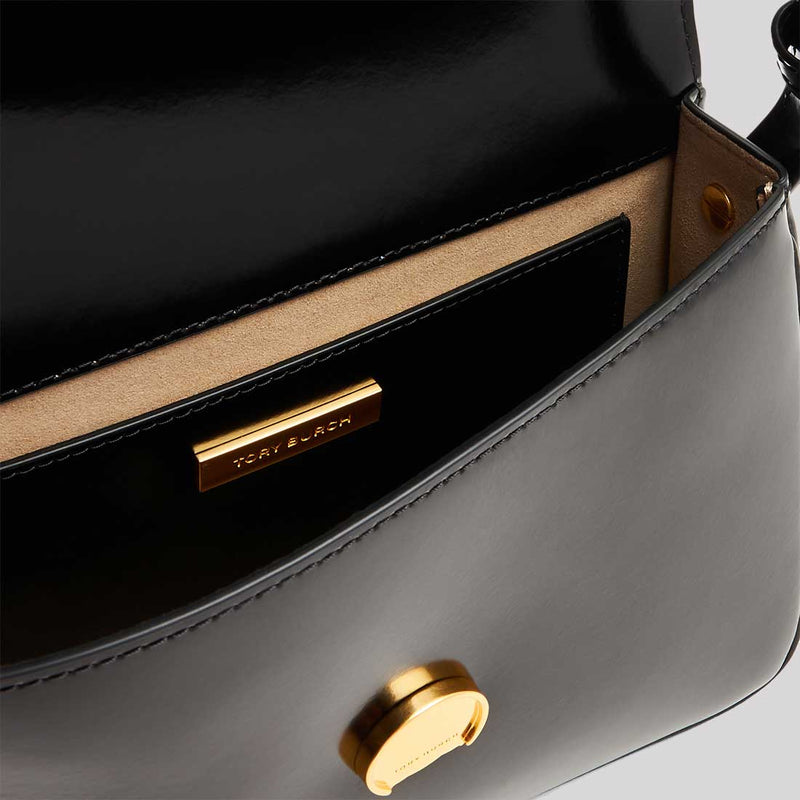 TORY BURCH Robinson Spazzolato Convertible Shoulder Bag Black 143122