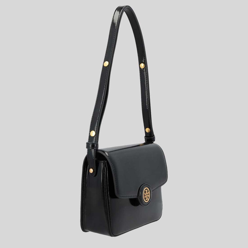 TORY BURCH Robinson Spazzolato Convertible Shoulder Bag Black 143122