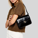 TORY BURCH Robinson Spazzolato Convertible Shoulder Bag Black 143122