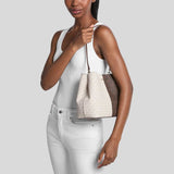 MICHAEL KORS Pratt Medium Two-Tone Signature Logo Shoulder Bag Brown Multi 35F5G3FS6V