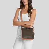 MICHAEL KORS Jet Set Travel Small Signature Logo Messenger Bag Brown 35S5GTVC1B