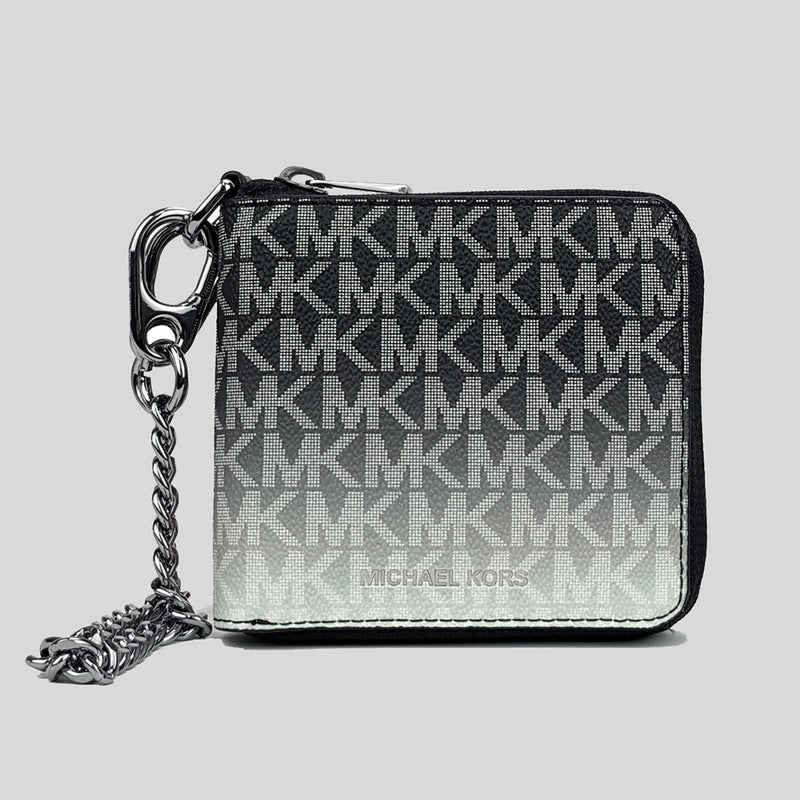 MICHAEL KORS Ombré Logo Zip Billfold Wallet with Chain Black 36S4LPCF5B