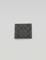 Coach signature canvas wallet in charcoal with a repeating logo pattern