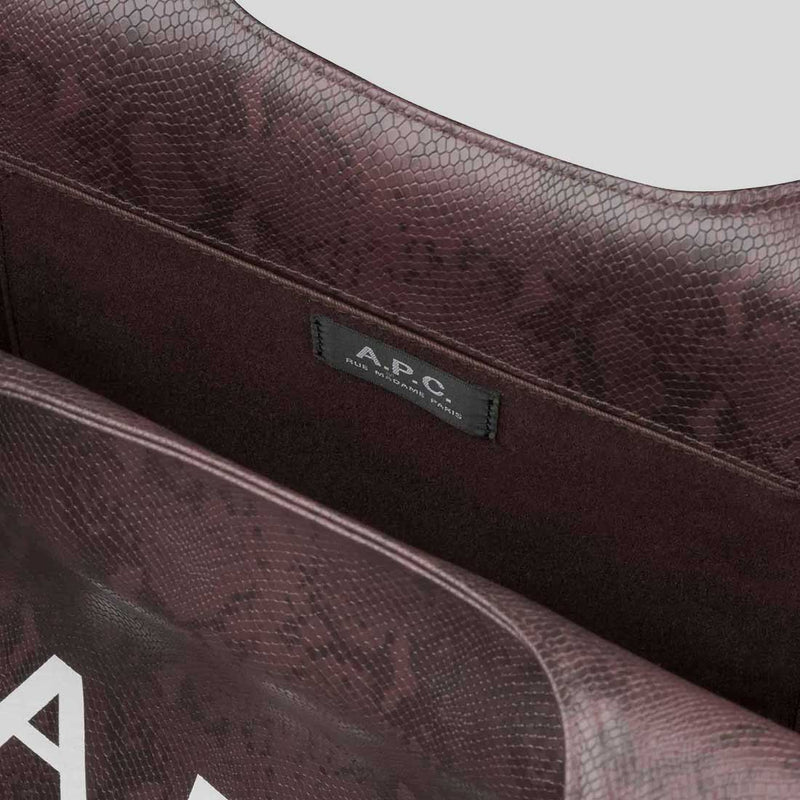 A.P.C. Ninon Tote Bag Python-Embossed Blackberry PUABNM61565HAJ