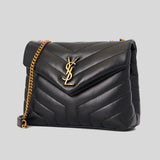 SAINT LAURENT YSL Loulou Small Chain Bag In Quilted "Y" Leather Black 494699DV727