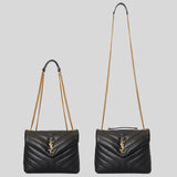 SAINT LAURENT YSL Loulou Small Chain Bag In Quilted "Y" Leather Black 494699DV727