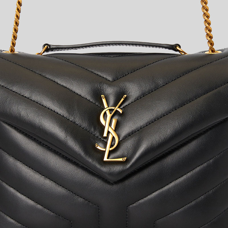 SAINT LAURENT YSL Loulou Small Chain Bag In Quilted "Y" Leather Black 494699DV727