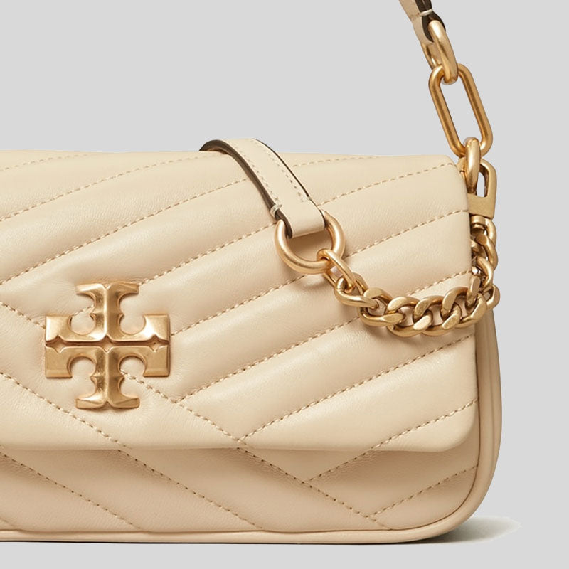 TORY BURCH Small Kira Chevron Flap Shoulder Bag New Cream 90456