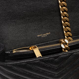 SAINT LAURENT YSL College Medium Chain Bag In Quilted Leather Black 600279BRM07