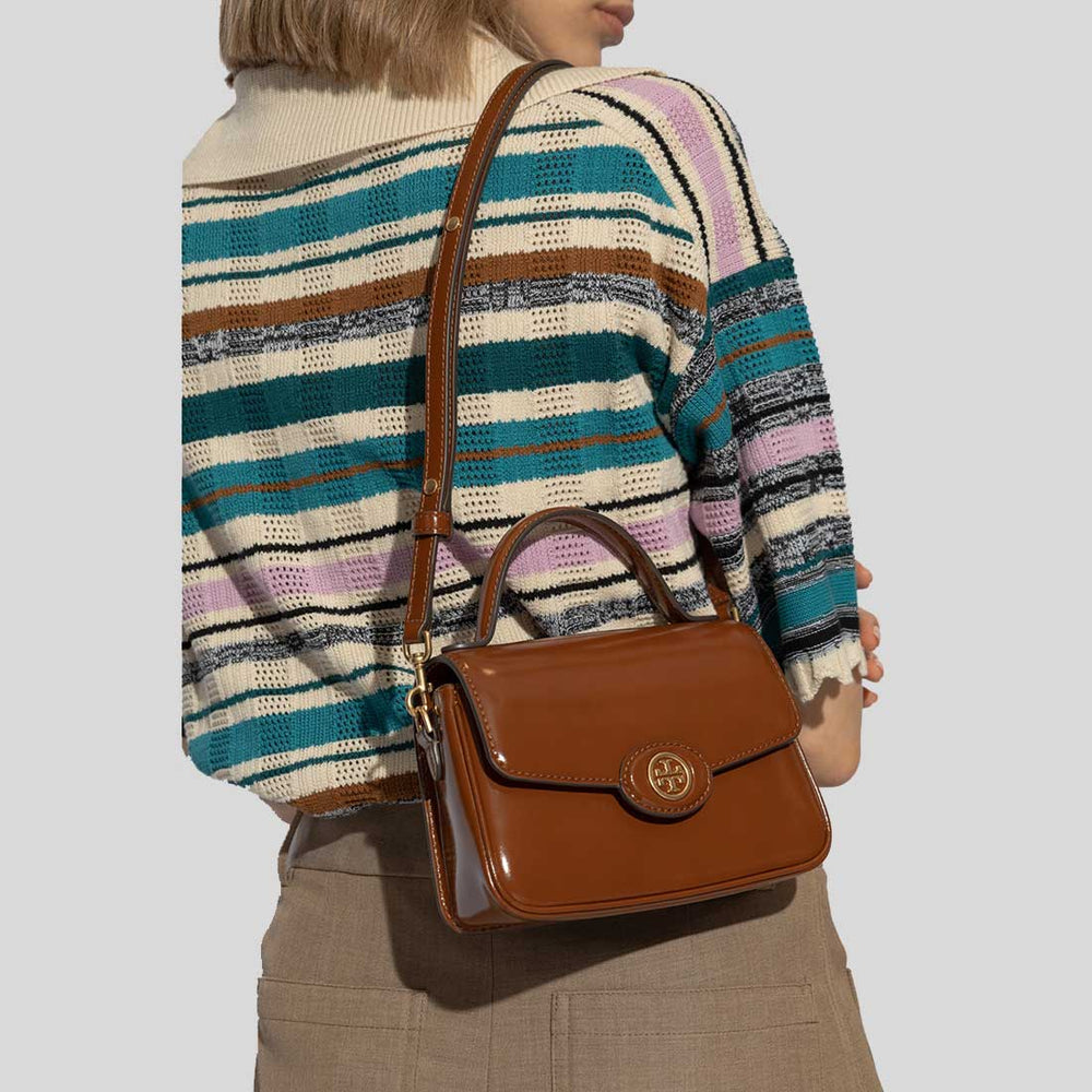 ☆☆Tory Burch☆☆ Robinson logo 147467 223 small tote bag s Small Robinson Spazzolato Top-Handle Bag: Women's Designer