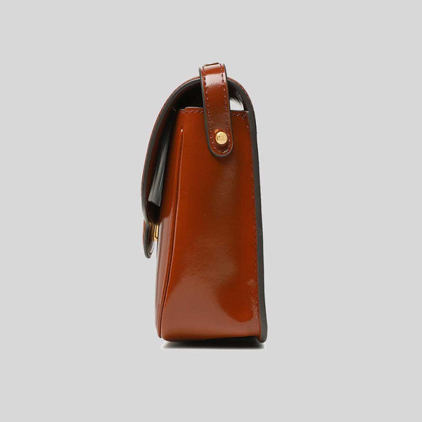 TORY BURCH Robinson Spazzolato Convertible Shoulder Bag Dark Sienna 143122