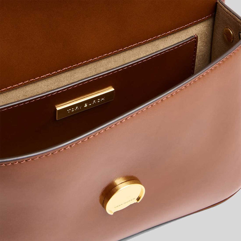 TORY BURCH Robinson Spazzolato Convertible Shoulder Bag Dark Sienna 143122