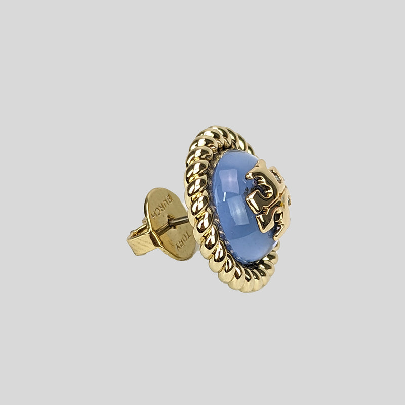 Tory Burch Rope Logo Resin Earring Tory Gold Blue Lotus 139831