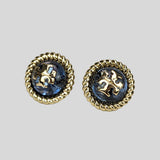 Tory Burch Rope Logo Resin Earring Tory Gold Blue Lotus 139831