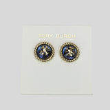 Tory Burch Rope Logo Resin Earring Tory Gold Blue Lotus 139831