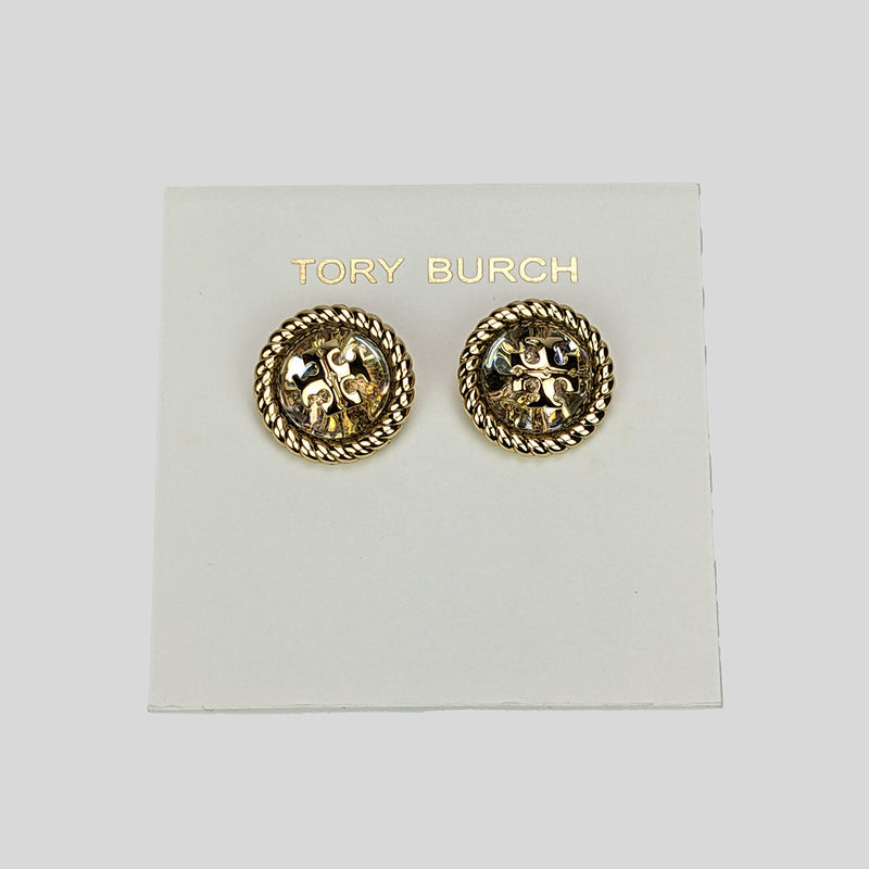 Tory Burch Rope Logo Resin Earring Tory Gold Clear 139831