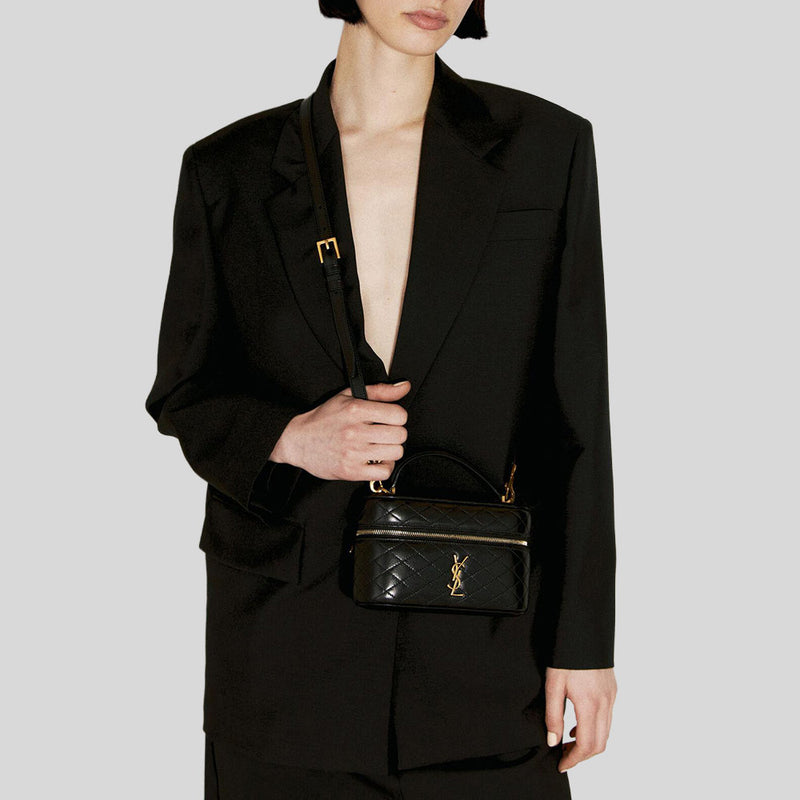 SAINT LAURENT YSL Gaby Vanity Bag In Lambskin Black 7667311EL07