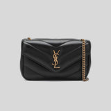 SAINT LAURENT YSL Loulou Mini Chain Bag In Quilted Lambskin Black 821749AAEAX