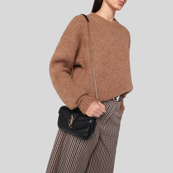 SAINT LAURENT YSL Loulou Mini Chain Bag In Quilted Lambskin Black 821749AAEAX