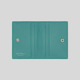Salvatore Ferragamo Soft Calf Leather Small Bifold Card Case Turquoise 0750240