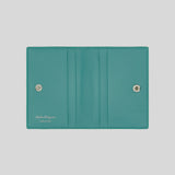 Salvatore Ferragamo Soft Calf Leather Small Bifold Card Case Turquoise 0750240