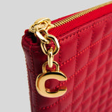 CELINE Quilted Clutch With "C" Charm Zip 10B813 Red