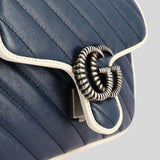 GUCCI GG Marmont Small Top Handle Crossbody Bag In chevron Leather with Piping 583571