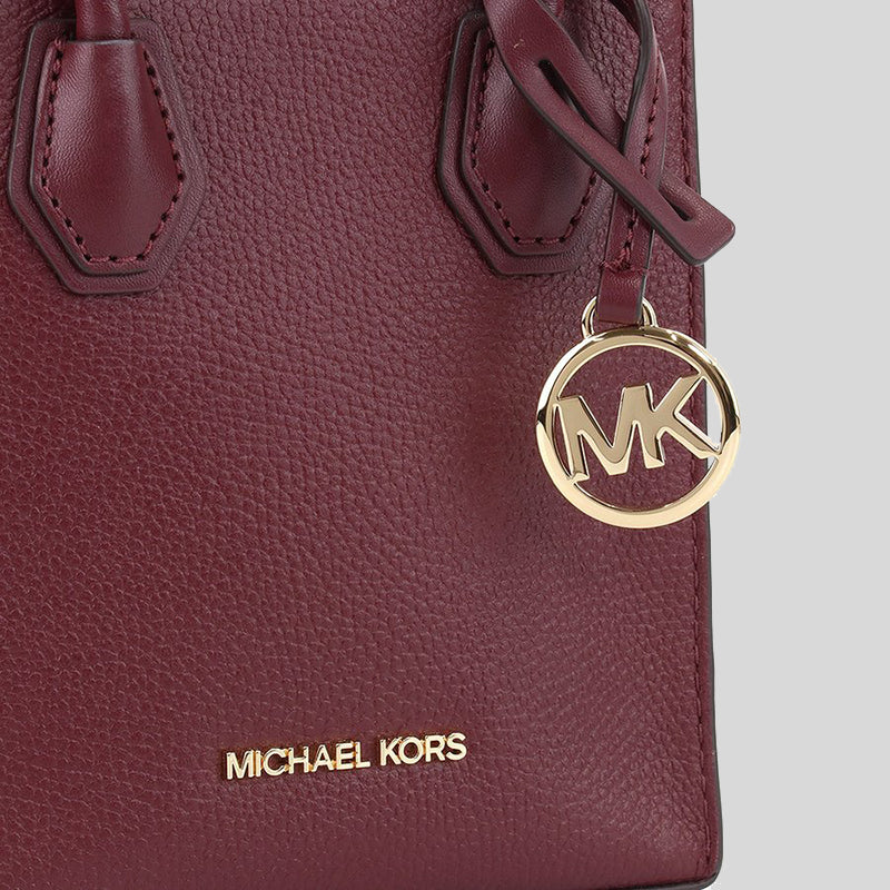 Michael Kors Mercer Extra-Small Pebbled Leather Crossbody Bag Merlot 35S1GM9T0L