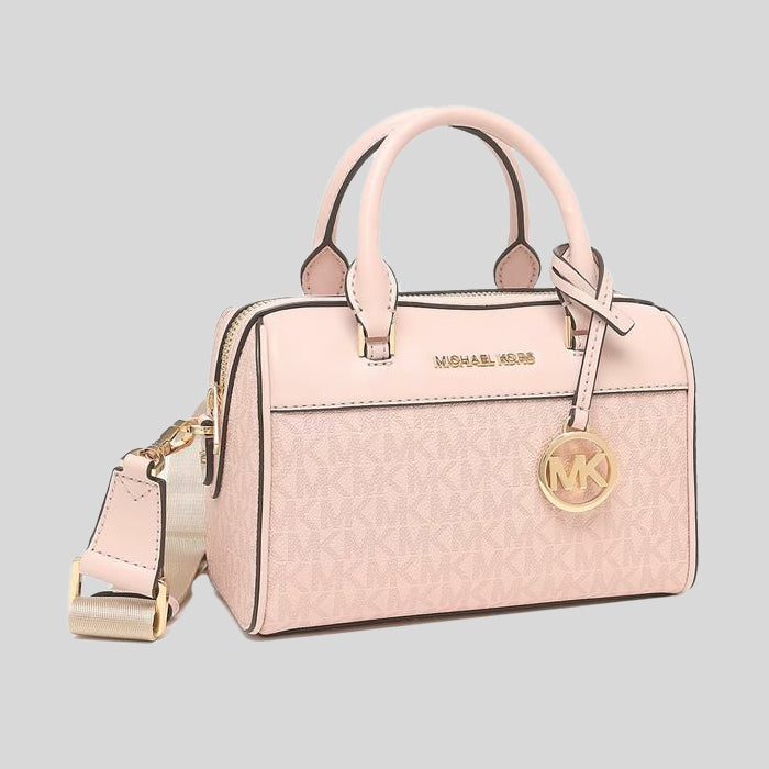 Michael Kors Travel XS Duffle Crossbody Bag in Signature Dark Powder Blush 35S2GTFC0B