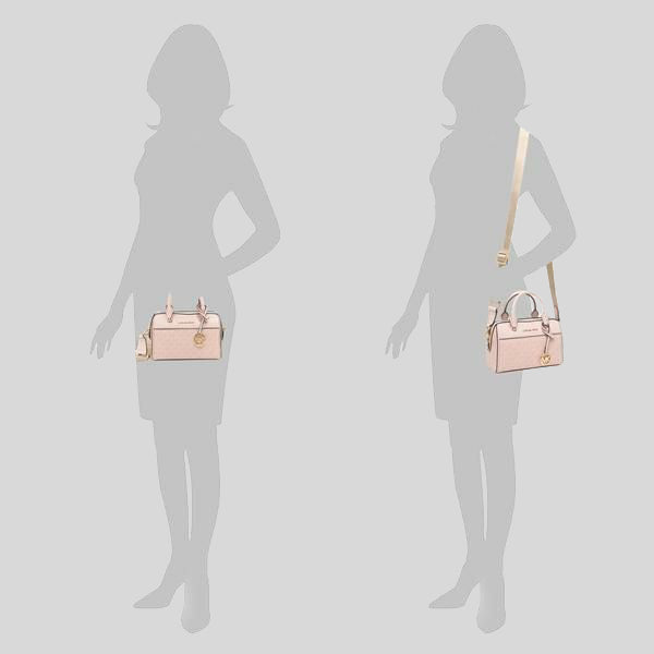 Michael Kors Travel XS Duffle Crossbody Bag in Signature Dark Powder Blush 35S2GTFC0B