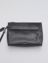 Black leather Coach wristlet with a detachable strap