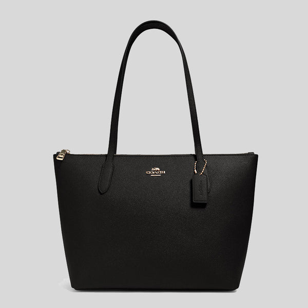 Coach Zip Top Tote In Crossgrain Leather Black 4454