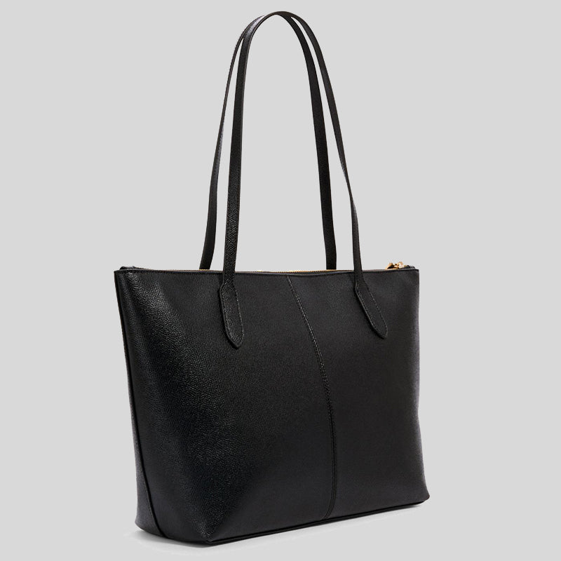 Coach Zip Top Tote In Crossgrain Leather Black 4454