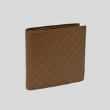 GUCCI Men's Microguccissima GG Logo Leather Bifold Wallet With Coin Pocket Brown 150413