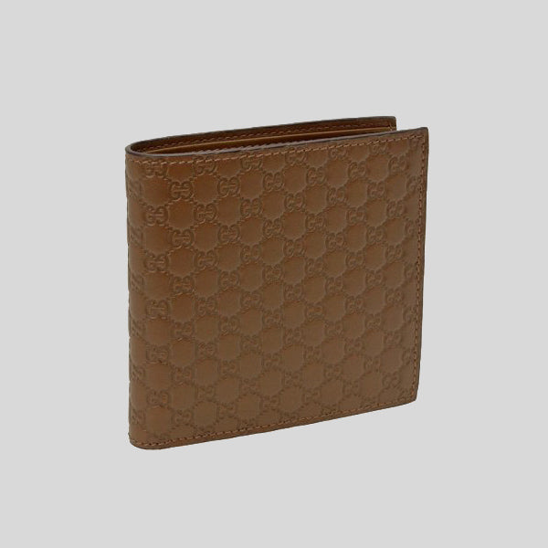 GUCCI Men's Microguccissima GG Logo Leather Bifold Wallet With Coin Pocket Brown 150413